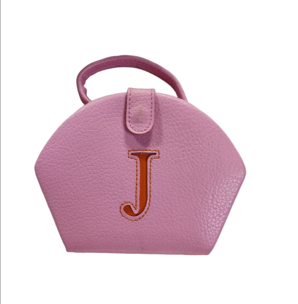 Jeun Bags Alphabet J Pink Faux Leather Jewelry Box